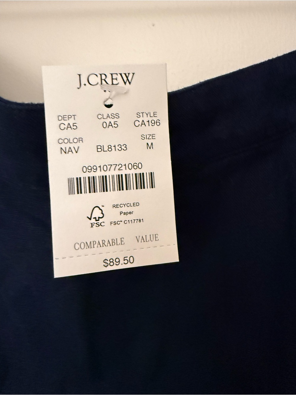 New J.Crew Factory Navy Linen Blend Faux Wrap Midi Skirt with Side Tie M - Picture 3 of 3